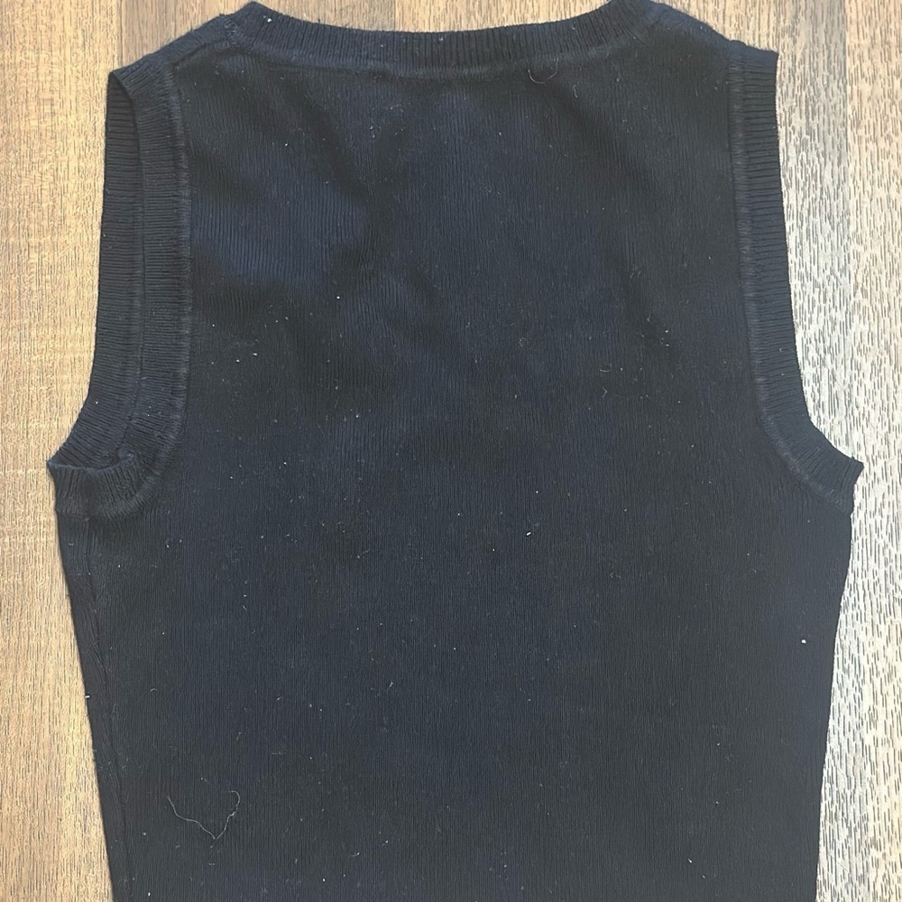 Zara Black Fitted Sleeveless Crop Tank Top - Picture 4 of 12